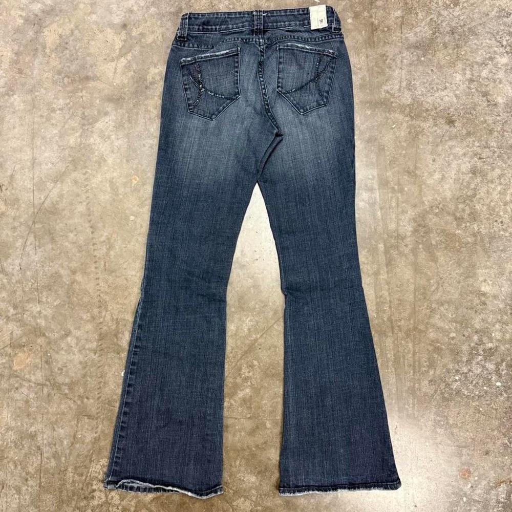 !IT Jeans Womens 27x30 Diva Dark Wash Embellished Flared Y2K Denim Blue